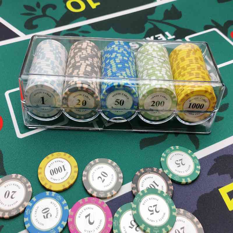 

Dezhou poker set clay chip mahjong chips for chess and card room Macao crystal coin fake money props