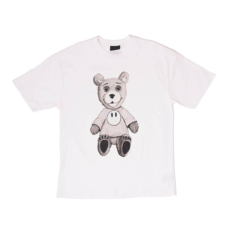 

2021 Ins USA Hip Hop Star Real Theodore SS Bear Toy Tee Skateboard t shirt Mens Women Short Sleeve Street Casual Tshirt, White