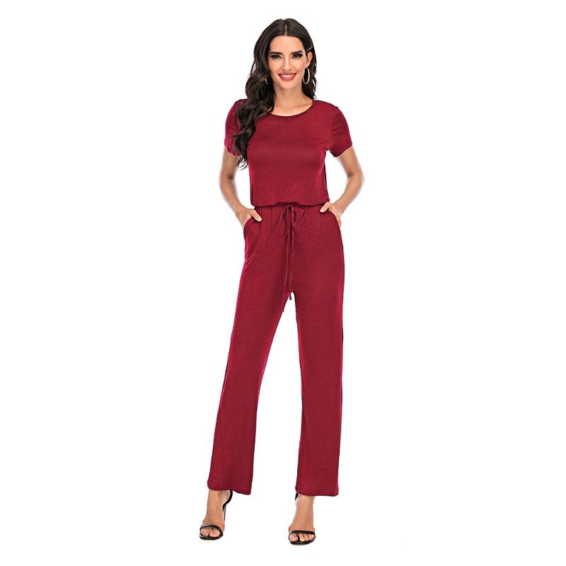 

Women's Jumpsuits & Rompers Fashion Women Bodysuits Summer Solid Color Jumpsuit Wide Leg Pants High Waist Overall Romper Casual Elegant, Black;white