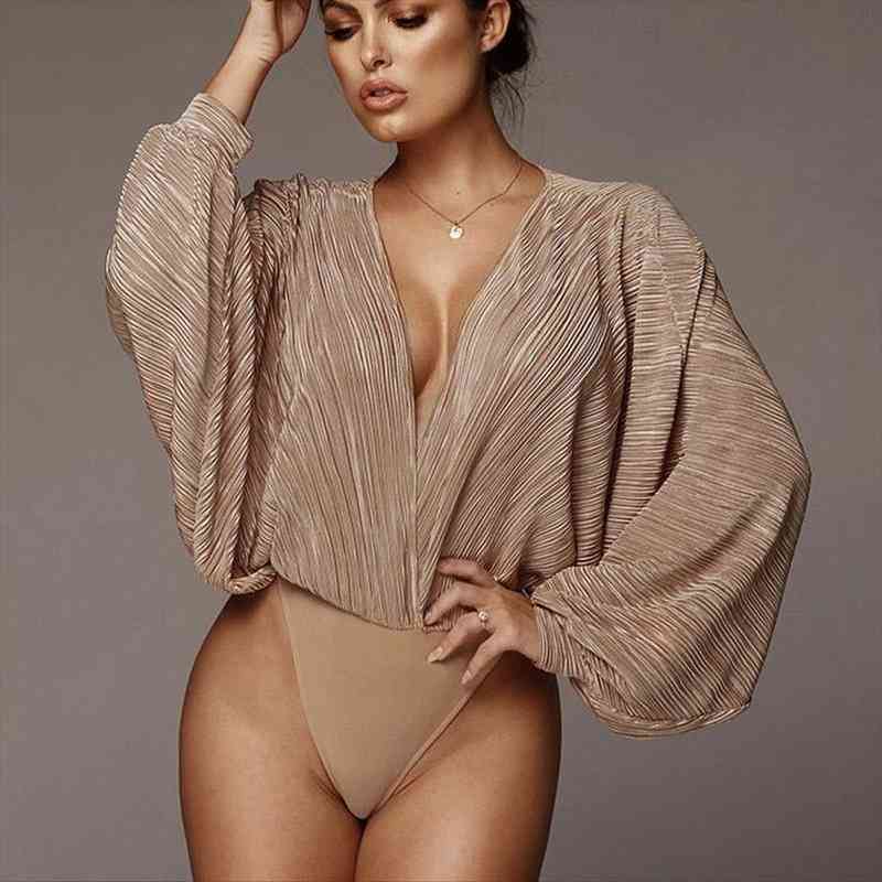 

4colors deep v-neck patchwork bodysuit women fashion long sleeve loose women rompers autumn casual bodysuit jumpsuit s-l, Black;white