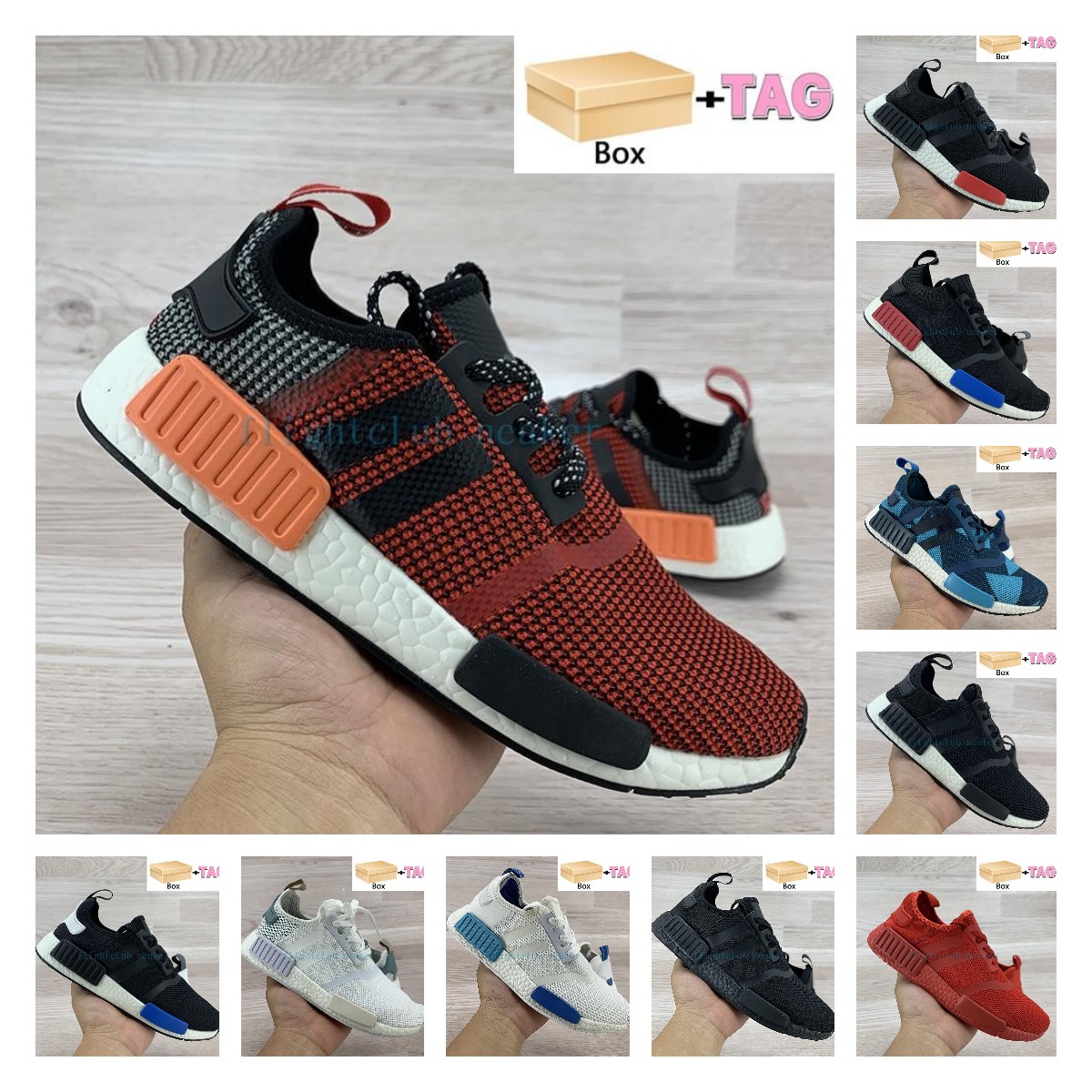 

Fashion shoes With Box NMD R1 mens running Shoes lush Europe Exclusive blanch triple red black blue glow Tactile Green men women sneakers, 03 core black lush red