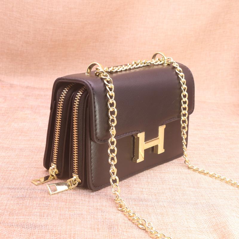Mode double fermeture à glissière de fermeture à fermeture à glissière PU bandoulière à bandoulière pour femme petit téléphone sacs à main Chaîne