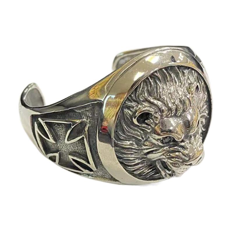 

Bangle Big Heavy Adjustable Stainless Steel Lion For Men.s Jewelry