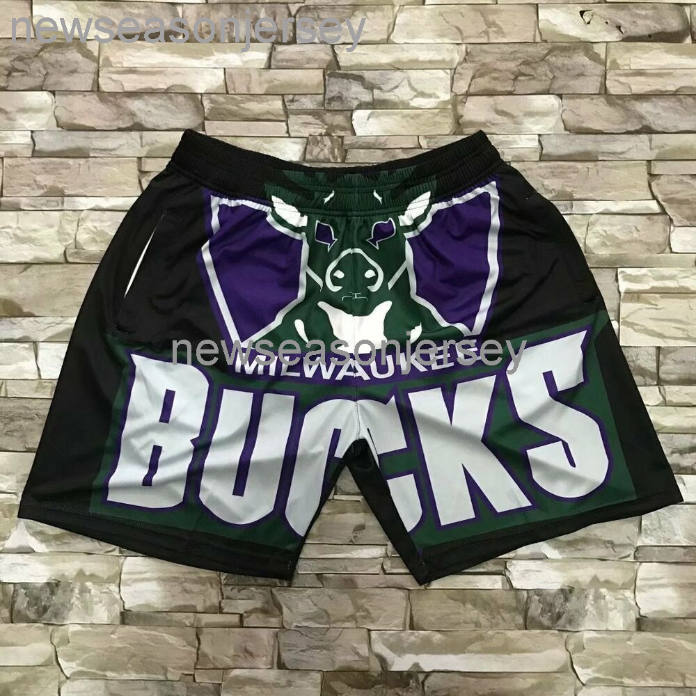 

New Milwaukee Mitchell Ness series Men's black basketball sports shorts S M  XL XXL