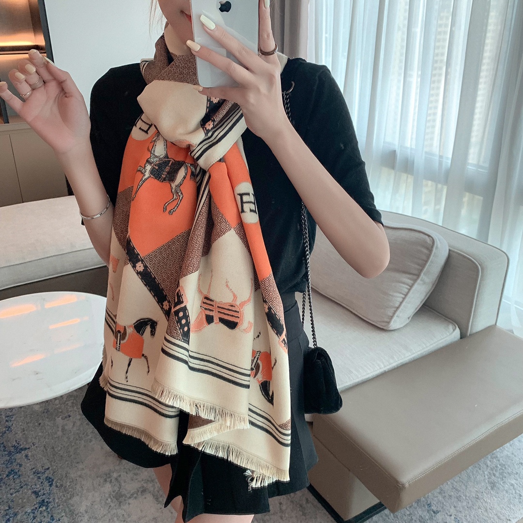 

Luxury Winter Cashmere Scarf for Women Design Warm Pashmina Blanket Horse Scarves Female Shawl Wraps Thick Foulard Bufanda 180*65CM