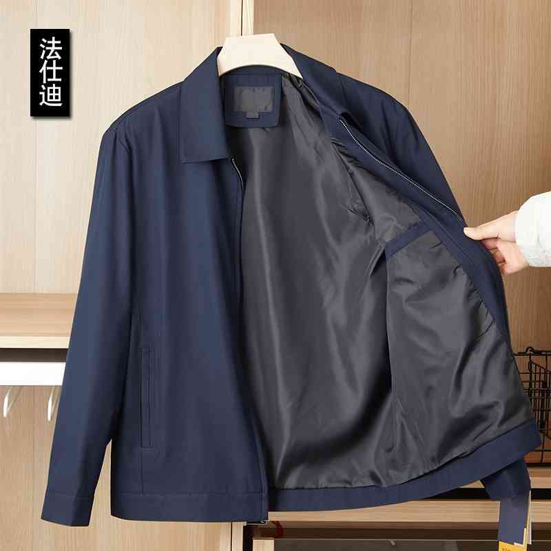 

Middle aged men's coat spring and autumn new middle-aged dad Lapel business jacket grandpa men, Black