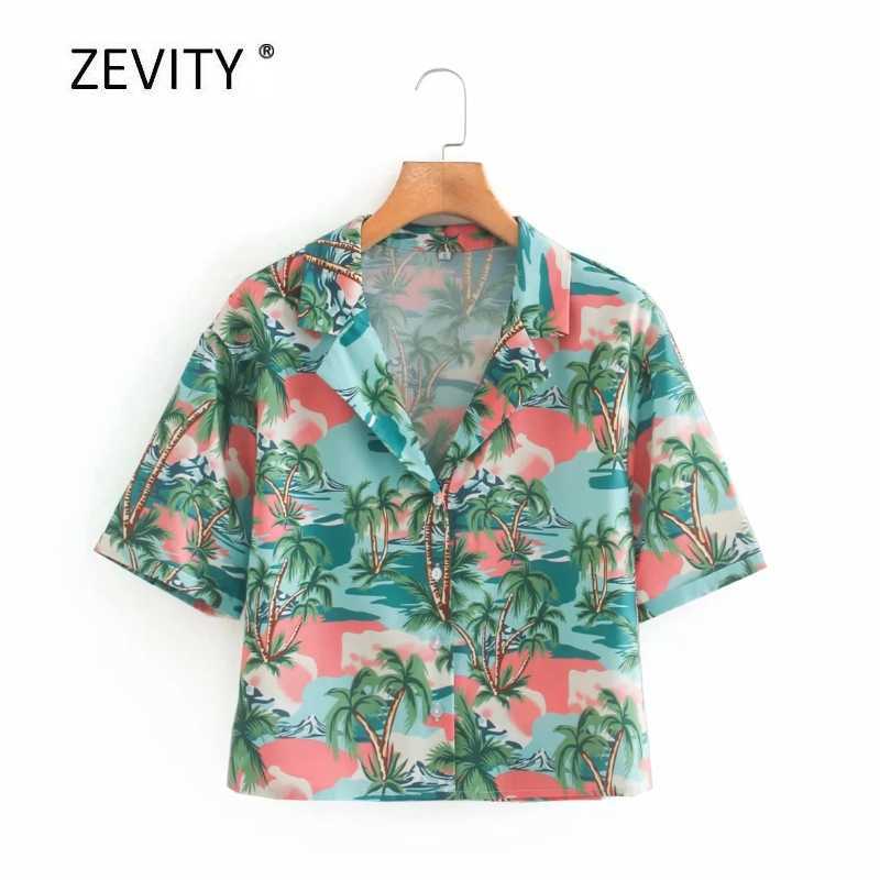 

women tropical leaves flower printing casual smock blouse female v neck short sleeve shirts chic summer blusas tops LS6946 210603, Ld ls6946g