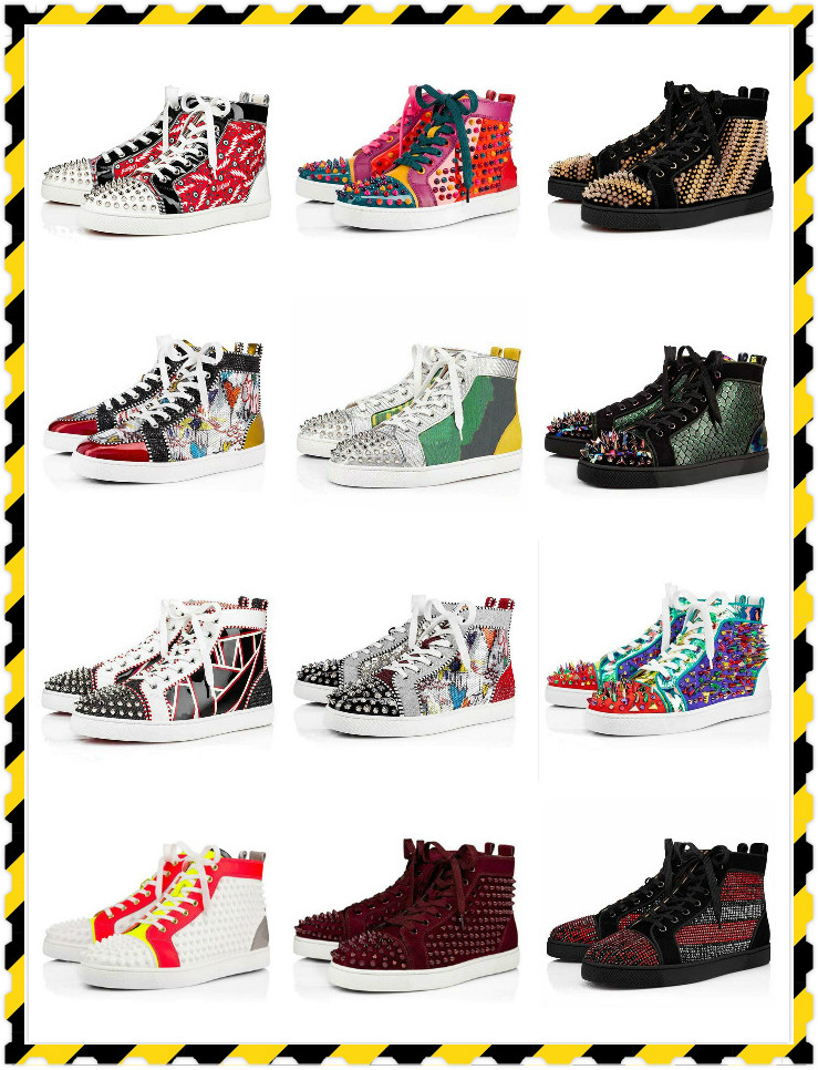 

With Box Big size 13 red bottoms mens shoes women luxurys designers casual shoes Loafers spikes platform sneakers bottom flat trainers, A4