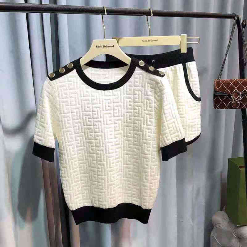 

[High version real shooting set]BAL inlaid knitted button top with contrast drawcord for slim and comfortable shorts, White vest suit high edition