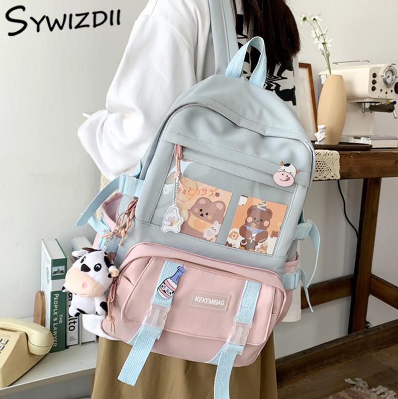 

Backpack SYWIZDII Fashion Women Waterproof Nylon Girl School Bag Kawaii Female Rucksack Large Capacity Ladies Travel Mochila