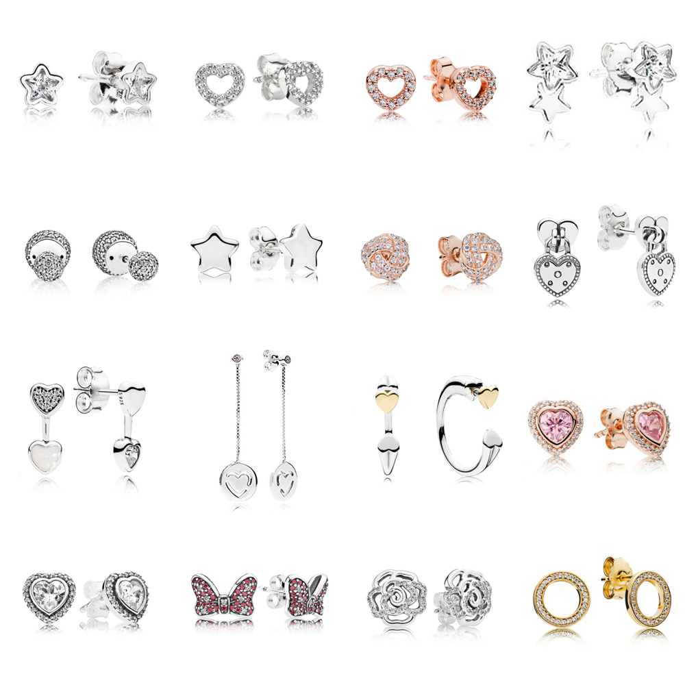 

2021 NEW 100% 925 Sterling Silver290597CZ STARSHINE EARRING STUDS Heart Ear Charm Pandora Beads Fit Original