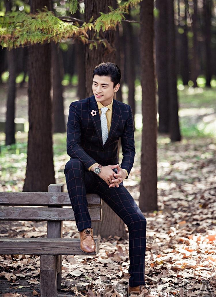 

Men' Suits & Blazers Men Clothes Po Studio Suit Stage Host Performance Bar Korean The Slim Groomsman Dress Two-piece Set