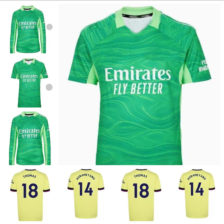 

21 22 Gunners goalkeeper green Soccer jersey 2021 Arsen PEPE NICOLAS CEBALLOS 1# LENO 13# RUNARSSON 33# RYAN GK Football shirt