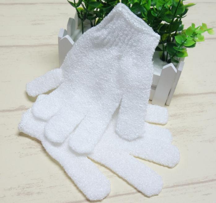 

Bath Gloves Body Cleaning Shower Gloves White Nylon Exfoliating Bath Glove Five Fingers Paddy Soft Fiber Massage Bath Glove Cleaner, Beige