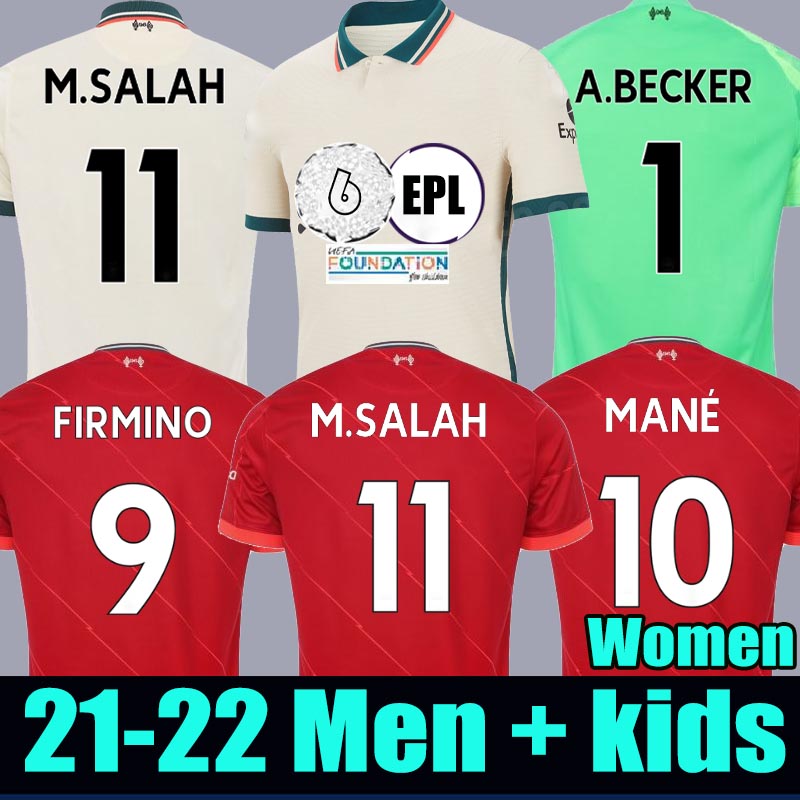 

21 22 LVP M.SALAH VIRGIL FIRMINO soccer jerseys away MANE MILNER HENDERSON Goalkeeper A.BECKER ALEXANDER ARNOLD lIVeRPoOl 2021 2022 football shirt Men Women + Kids kit, 21-22 women home