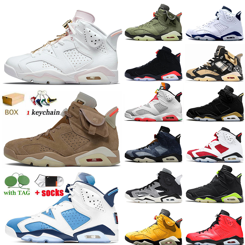 

Fashion Jorden Retro 6 Mens Basketball Shoes With Box Jumpman UNC Travis Scotts British Khaki Air Jordan 6s Trainers Carmine Electric Jordon Gold Hoops Sneakers, #36 floral 36-40