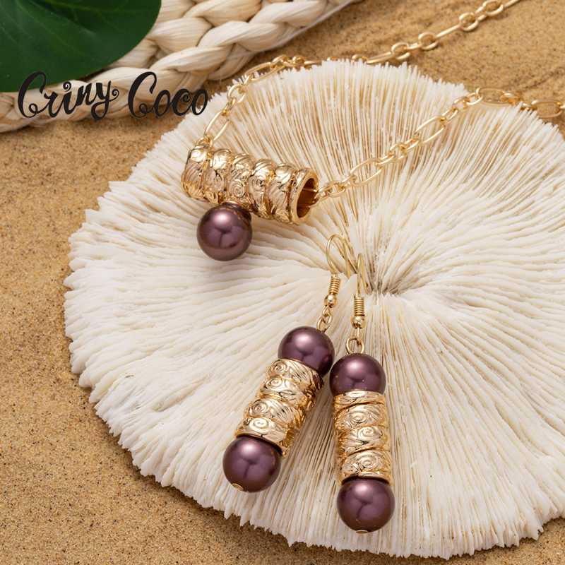 Collier de boucles d'oreilles grincer coco bijoux hawaïen en gros de boucles d'oreille ensemble de différentes couleurs perlé goutte polynésienne