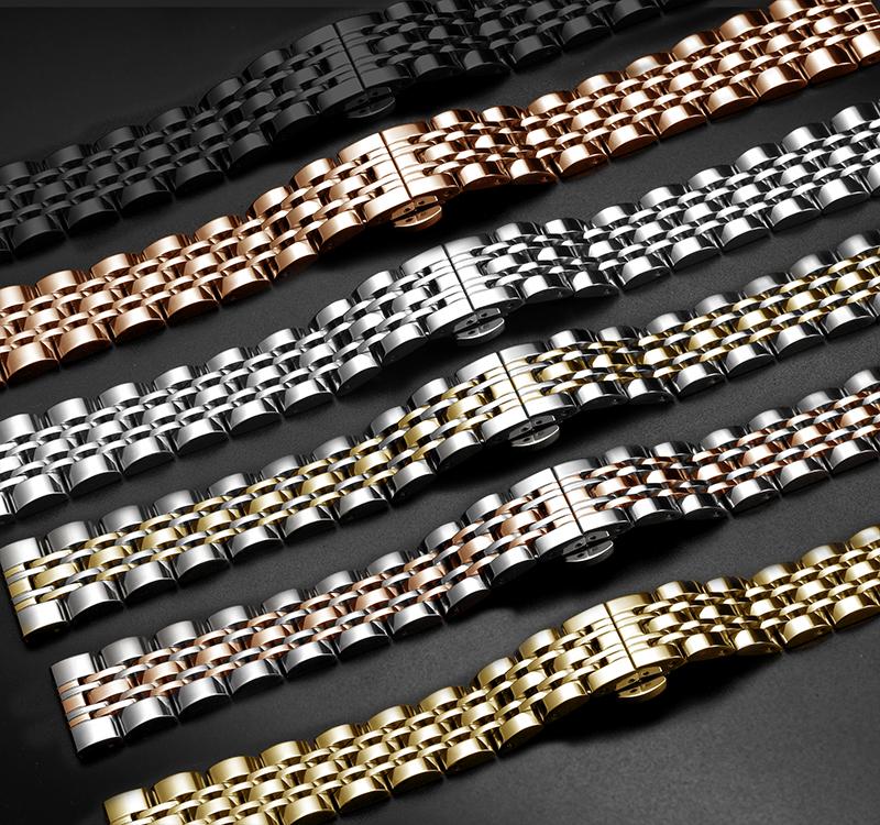 

Watch Bands 20mm Solid Stainless Steel Black/Silver Watchband For Men And Women Watches Metal Straps Bracelet Clock Replacement Band