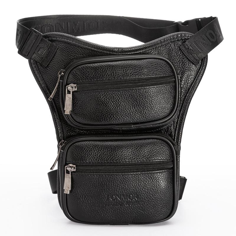 

Wallets Waist Bag Genuine Leather Drop Leg For Men Thigh Hip Bum Belt Travel Riding Motorcycle Crossbody Shoulder Bags Wallet Male, Black