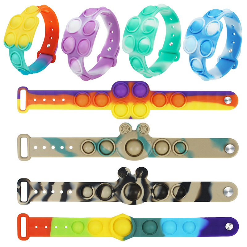 

Wrist Push it Fidget Toys Bubble Sensory Ring Bracelets Decompression Keychain Puzzle Press Finger Stress Bracelet Wristband Toy