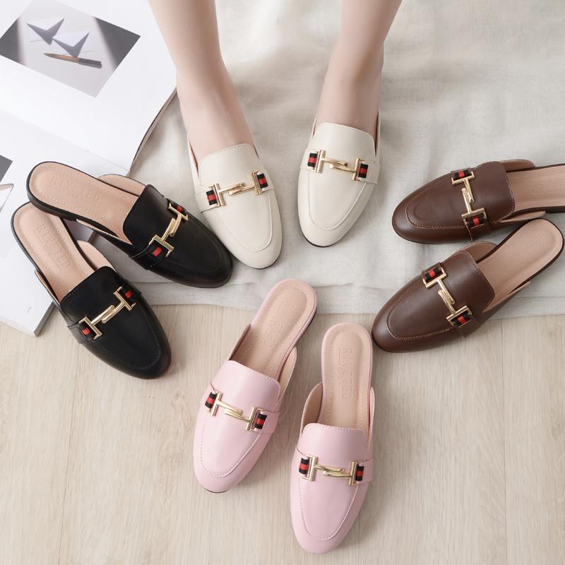 

Slippers The Spring Of 2021 Designer Shoes Woman Slides Outdoor Platform Square Ladies Mules Zapatos De Mujer, Black