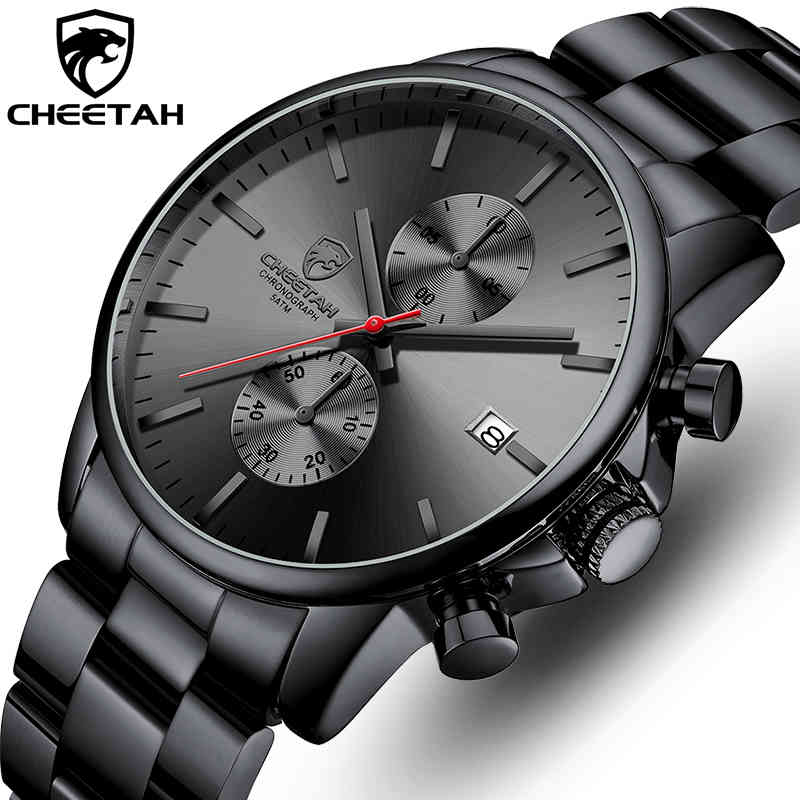 

CHEETAH Watch Fashion Quartz Sport Wristwatches Luxury Stainless Steel Mens Watches Business Analog Male Clock Relogio Masculino 210517, Silver blue
