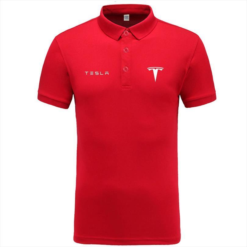 

Tesla Logo Shirt Brand Clothes Mens Polo Solid Color Shirts Casual Cotton Short Sleeve, White