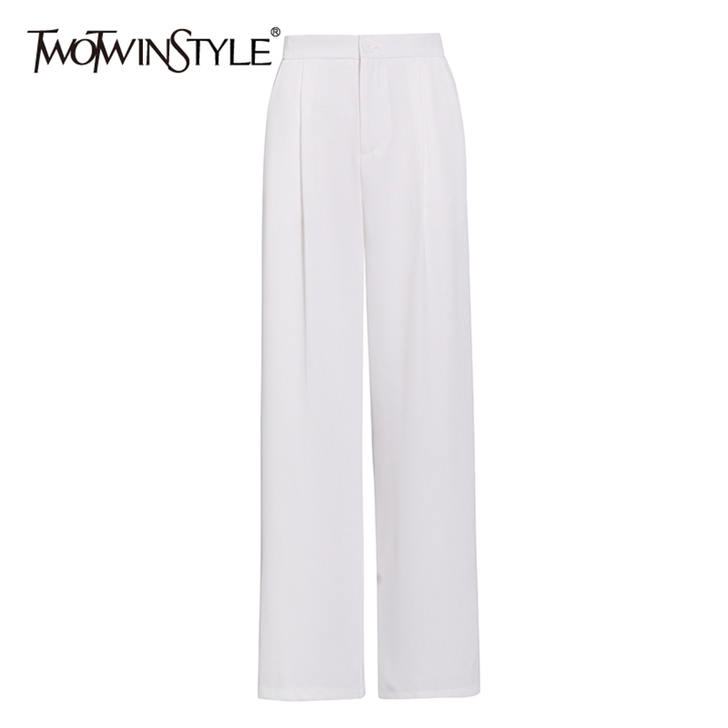 

Loose Temperament Wide Leg Pants Female High Waist Minimalist Casual Women's Trouser Clothing Style Fashion 210521, Lightblue