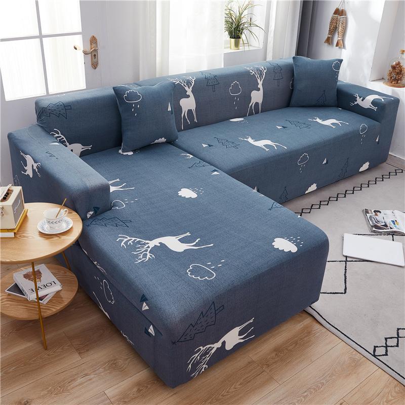 

Chair Covers Cartoon Printed Gray Sofa Cover For Living Room Funda All-inclusive Polyester Modern Elastic Corner Couch Slipcover 45001