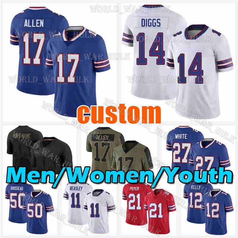 

17 Josh Allen Jersey 14 Stefon Diggs Cole Beasley Gregory Football Rousseau Poyer Matt Milano Micah Hyde Spencer Brown Thurman Thomas TreDavious White, Men jersey(b e)