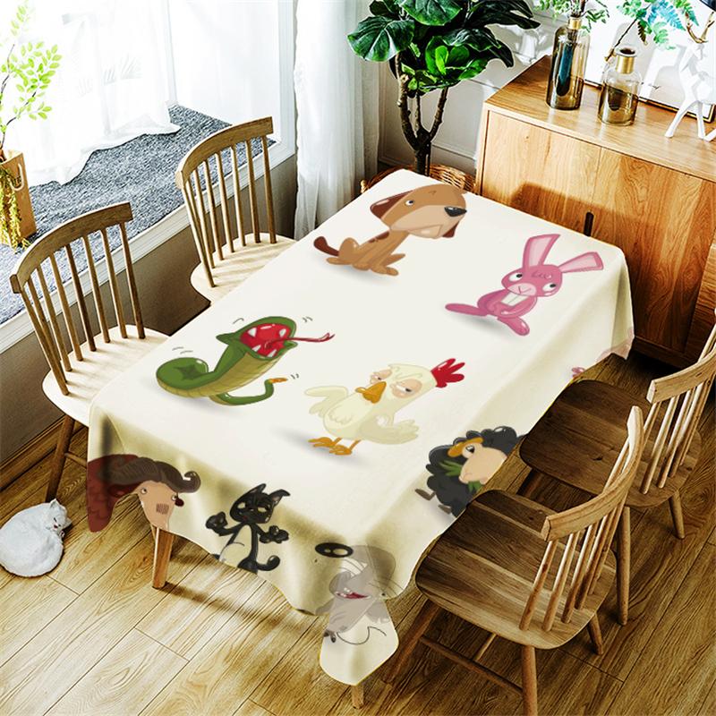 

Cartoon Animal Pattern Tablecloth Creative Fairy Tale World Polyester Comfortable Waterproof Table Cloth Cover For Children