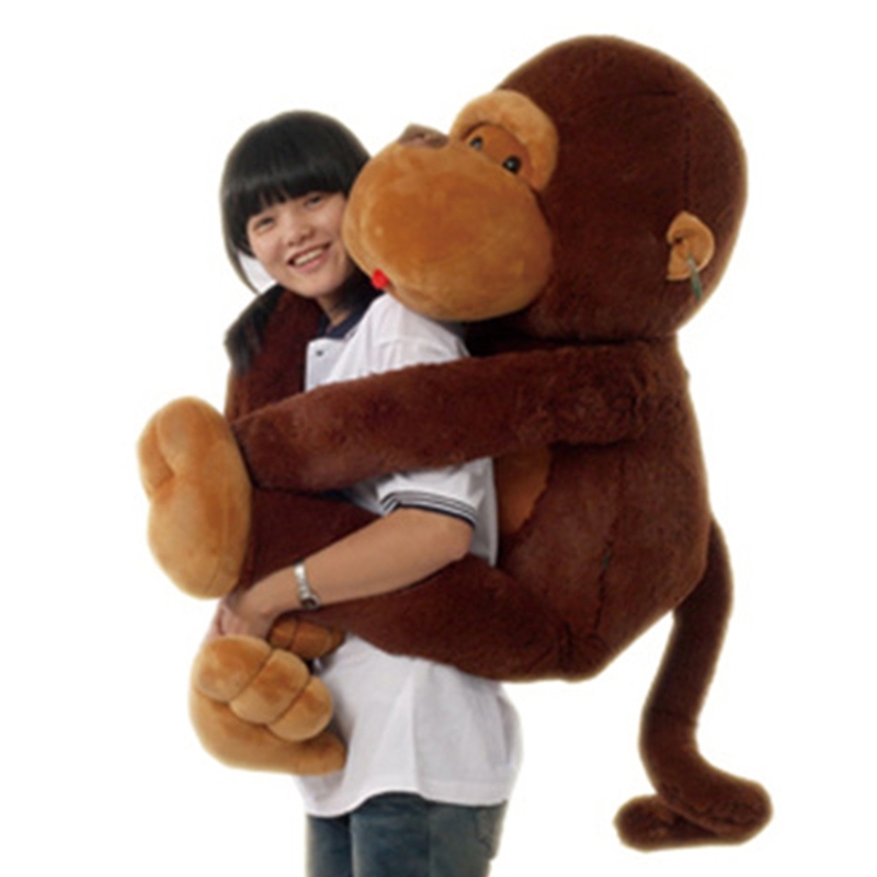 

Monkey plush toys sleeping in bed cute children's comfort doll pillow gift, Brown