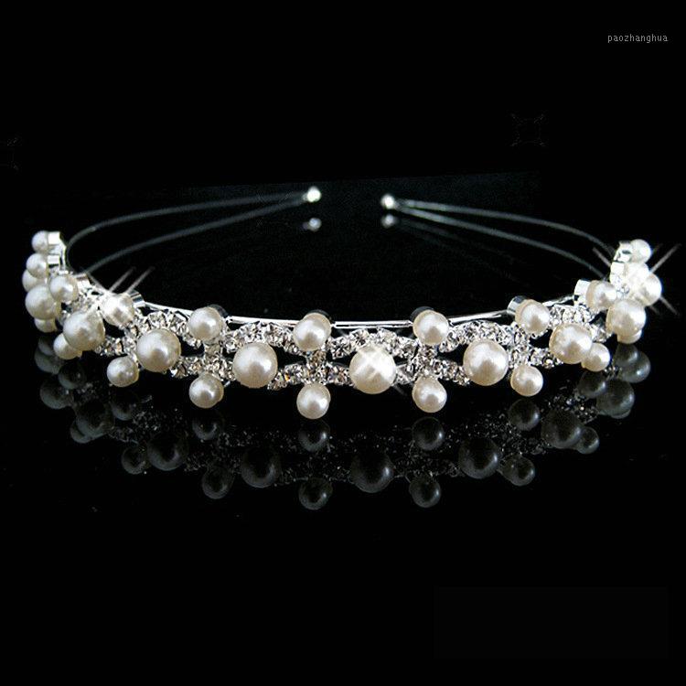 

Hair Clips & Barrettes Shiny Crystal Rhinestone Pearl Headband Silver Color Wedding Party Tiara Bands Bridal Accessories Flower Girls Hairwe, Golden;silver