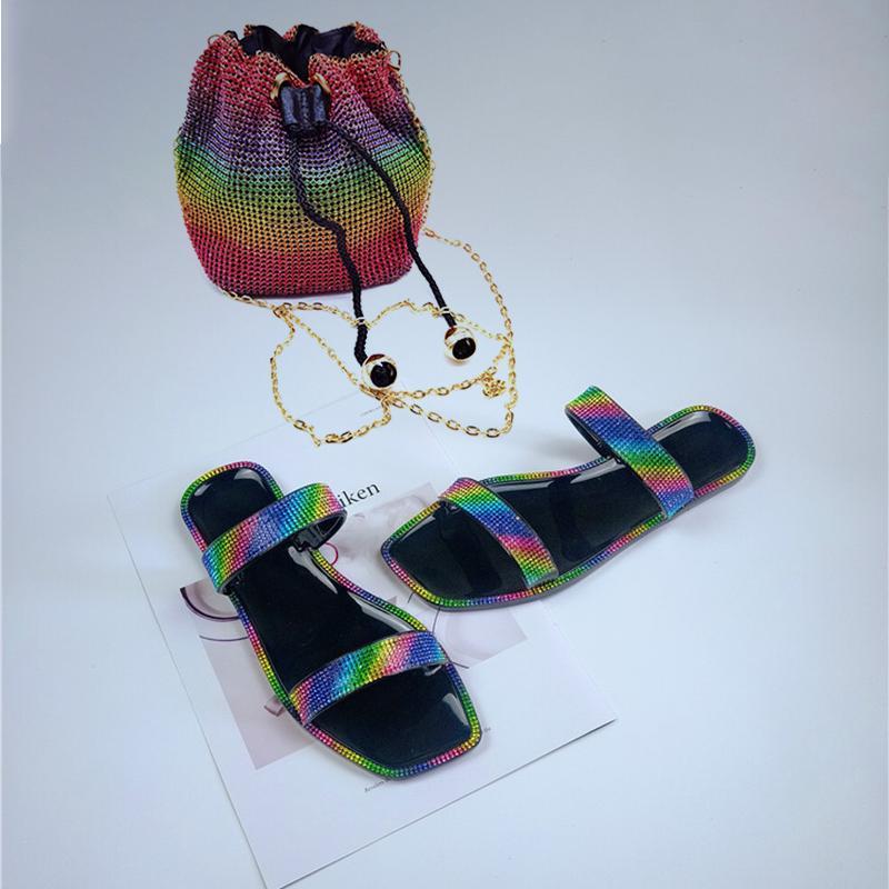 

Elegant Sandal With Purses Sets Open Toes Girls Slides Women Shoes Flip Flops Flats Slippers Snug And Bags Handbags, Black