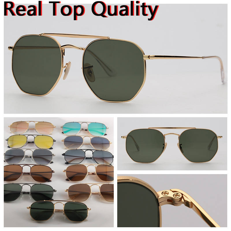 

designer sunglasses mens sunglasses hexagonal double bridge women sunglasses UV glass lenses with leather case, and all retail packages, White;black