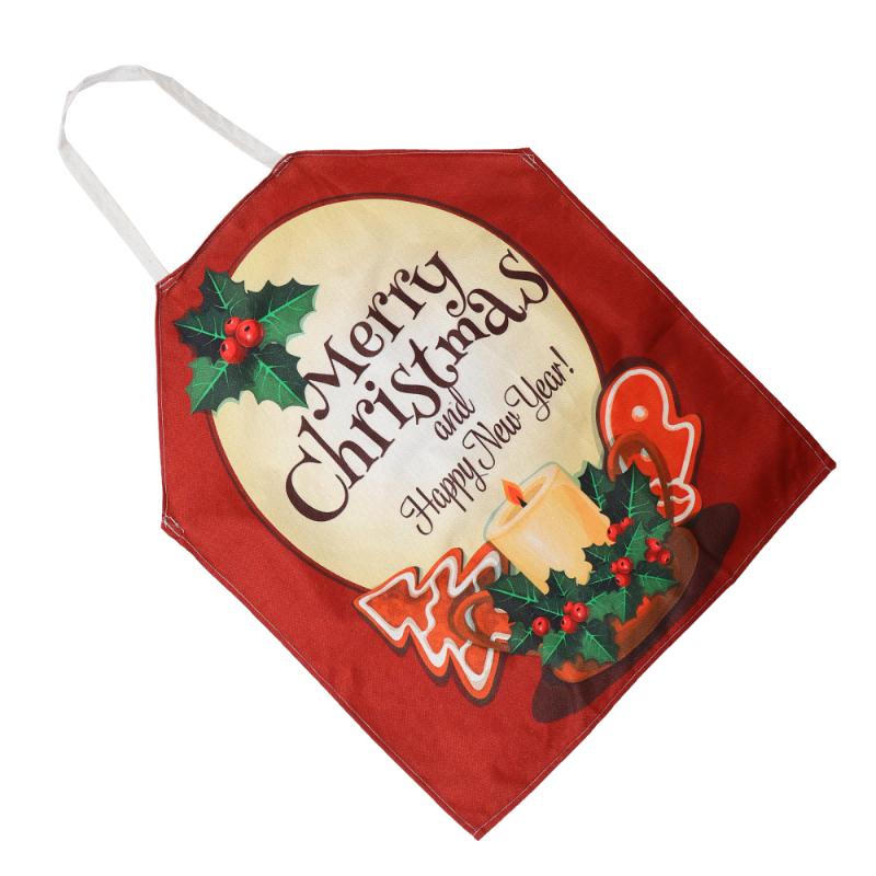 

1pc 65x75cm Christmas Printed Apron Adjustable Aprons Bib BBQ Cooking