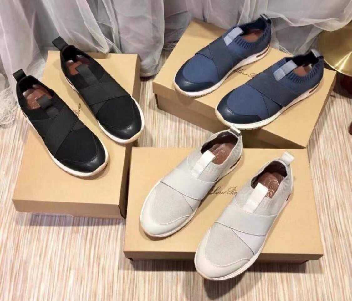

French Paris Designer Mens Casual Running Walk Shoes Slip-on Loro Male Luxury Driving Loafers Mesh Socks Sneakers 38-45, Black