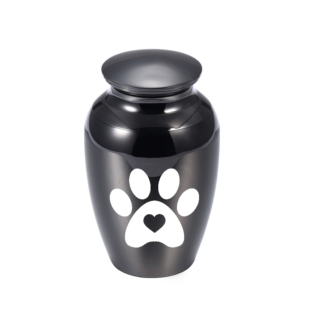 

Heart-Shaped Paw Print Cremation Jar Pendant Aluminum Alloy Pet Ashes Memorial Souvenir Cat And Dog Ashes Box With Gift Velvet Bag