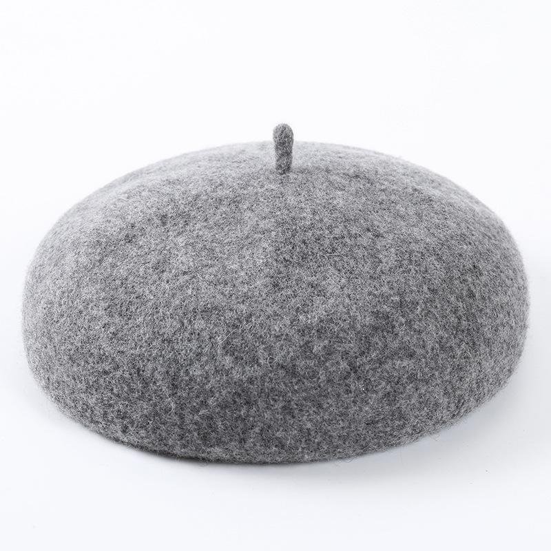

Berets 2021 Autumn And Winter Beret Korean Mushroom Ladies Hat, Breathable Pumpkin Hat Woolen Painter Wild Retro, Black