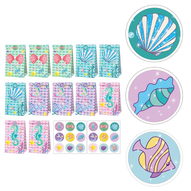 

Gift Wrap 1 Set Paper Treat Bags Present With Seal Stickers Baking