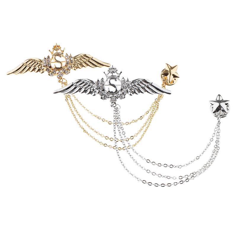 

Pins, Brooches Blesiya Crystal Rhinestone Flying Feather Chain Brooch Collar Pin