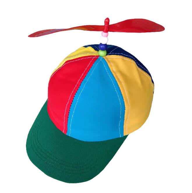 

Kids Baseball Cap Bamboo-copter Bucket Hat Boy And Girl Sun Hats Windstick Sunshade Assorted Colors Rainbow Sports Caps WMQ1357, Colourful