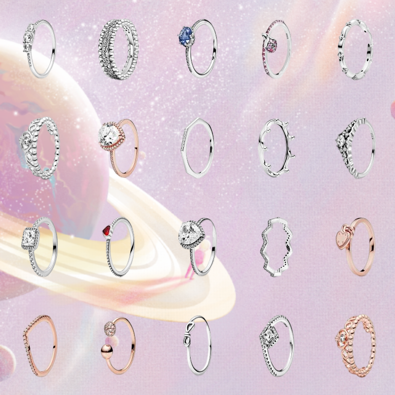 

925 Sterling Silver Rings For Women Original Crown Heart Wishbone Engagement Wedding Rose Gold Crystal Ring Luxury Jewelry with box gift