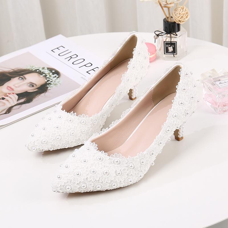 

Dress Shoes YIHONGMEIQI A Woman's High-heeled Shoes, Sexy Party Banquet Wedding Narrow Pointed, White