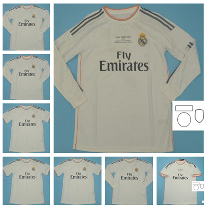 

Long13 14 Real Madrid Retro Jerseys SERGIO RAMOS Soccer Jersey 2013 2014 RONALDO classical BENZEMA Football Shirt RAUL maillot de foot, Black