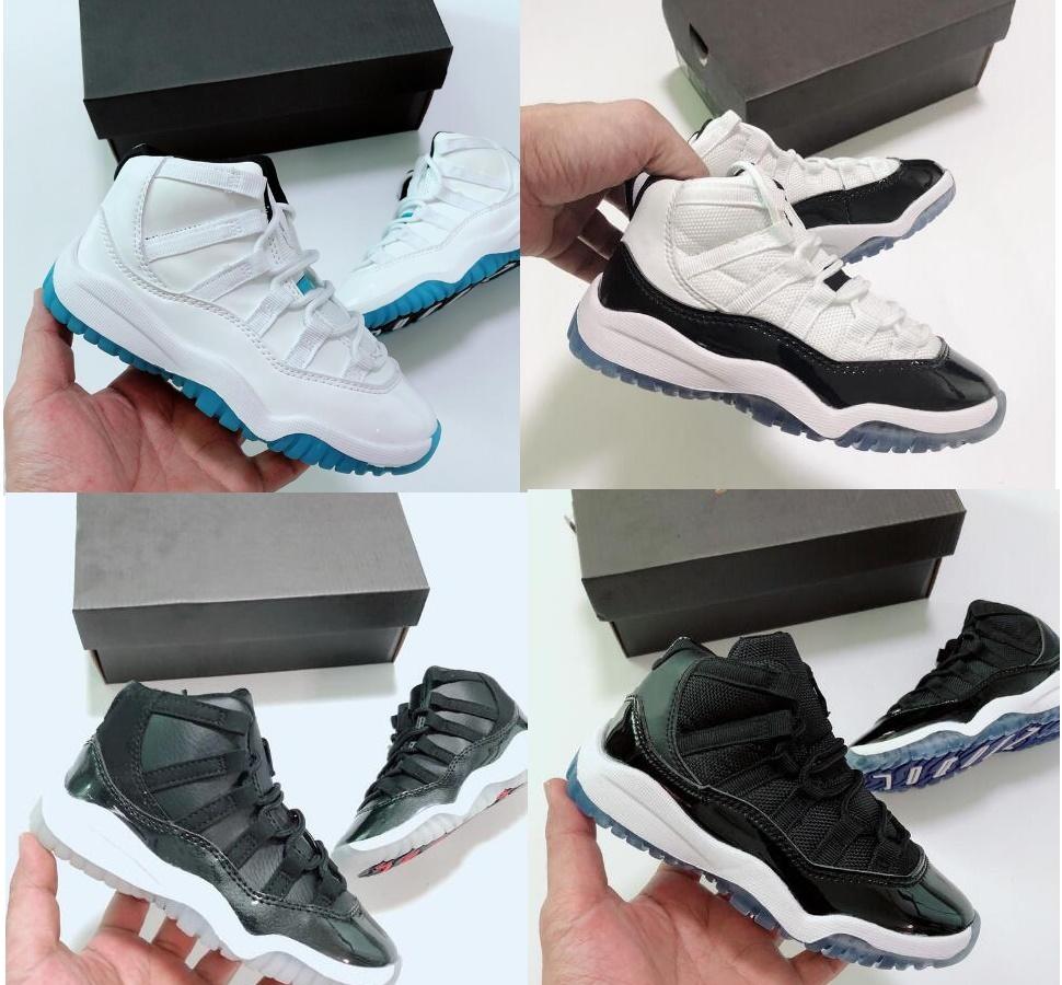 

Kids Shoes Kid 11 XI Sneaker Concord Space Jam Metallic Silver Pink Snakeskin Bred Legend Blue 72-10 Children Boys Girls Basketball Shoe size 28-35