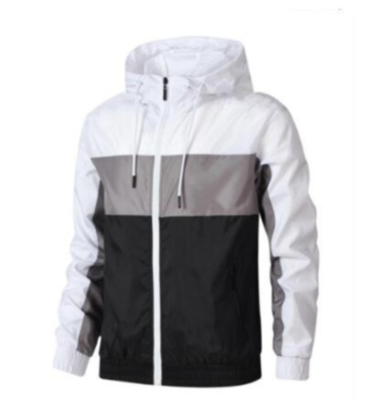 

2021 new hot sell Men Women Luxury new Brand Sports Windbreaker Jackets Colors Patchwork Contract Waterproof Jacket Zippers Up Hooded Coats, White