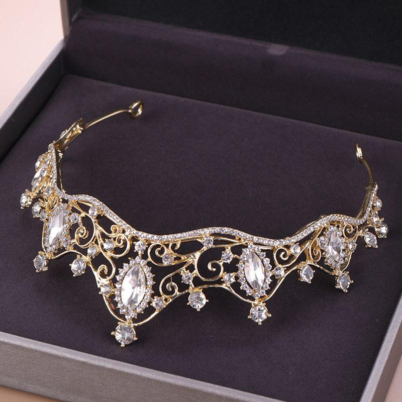 

Hair Clips & Barrettes Bride Princess Rhinestone Inlay Headdress Fashion Women Bridal Crown Tiaras Wedding Party Jewelry Accessories LX9D, Golden;silver