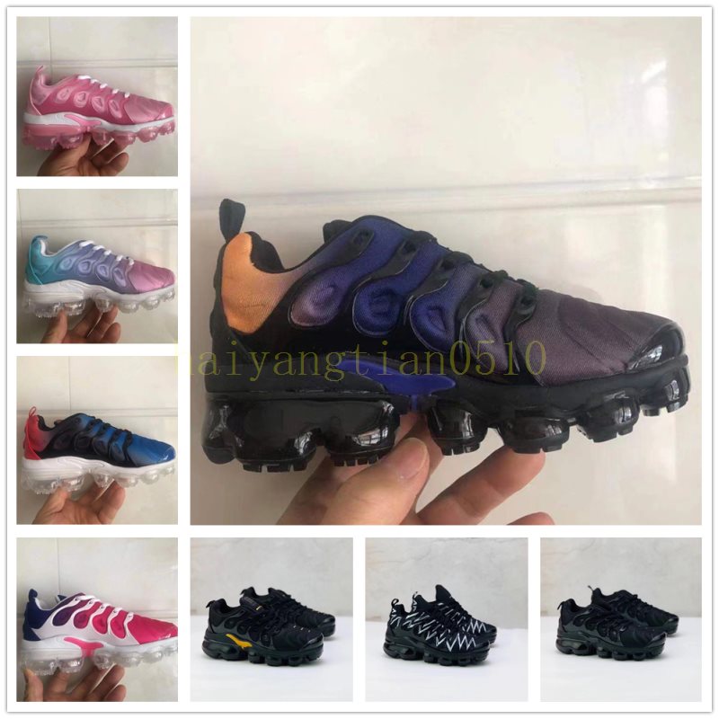 

New Kids TN Plus Baby Boy Girl Children Athletic Shoe Fashion Designer Sneaker outdoor Black White Multi Camouflage Running Shoes Eur28-35, Color 1