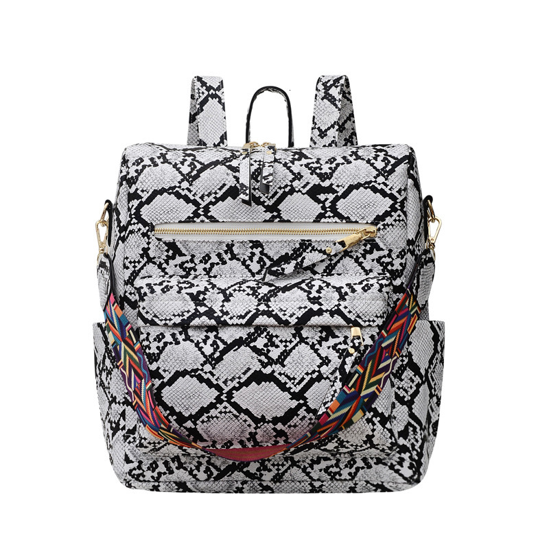 

Backpack Snake Pattern with Ribbon Women's Bag 2021 Check Fashion Brand, Solid grey